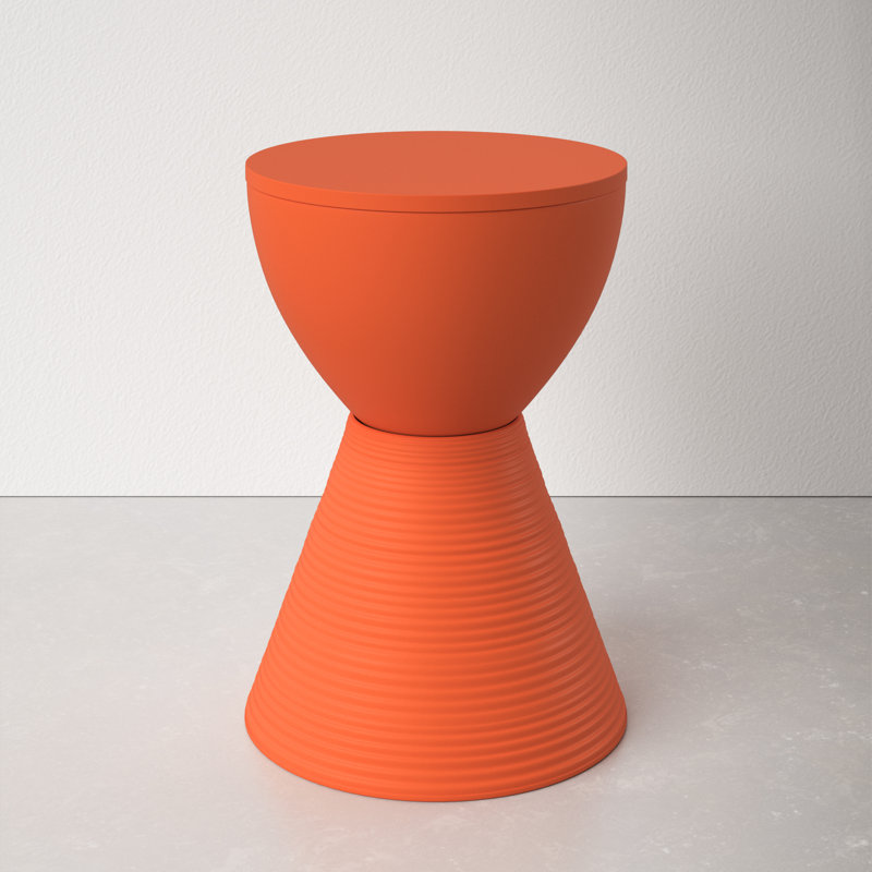 Orange Hourglass Acrylic Side Table with Hidden Storage