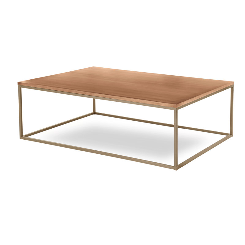 Chaplin Solid Wood Top Coffee Table, Champagne, Clear Coat