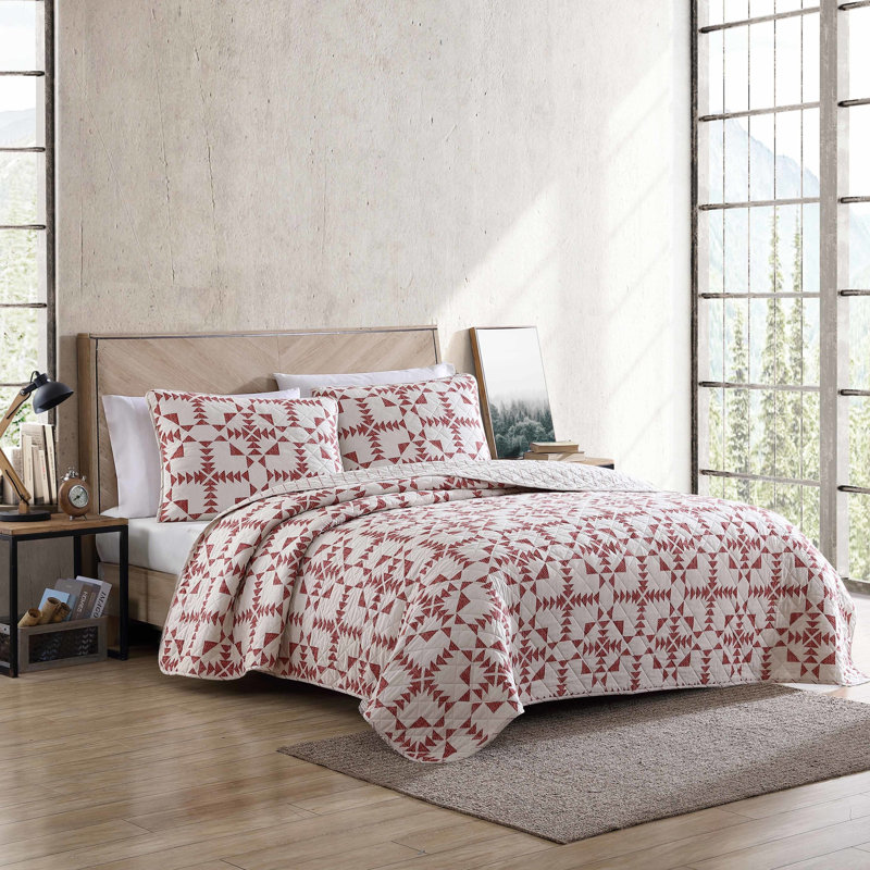 Ivory and Charcoal Cotton Twin Reversible Quilt Set