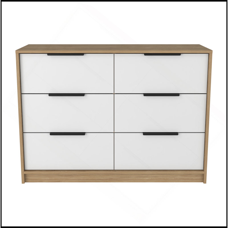 Commode 4 tiroirs Kaia, plateau supérieur - pin / blanc