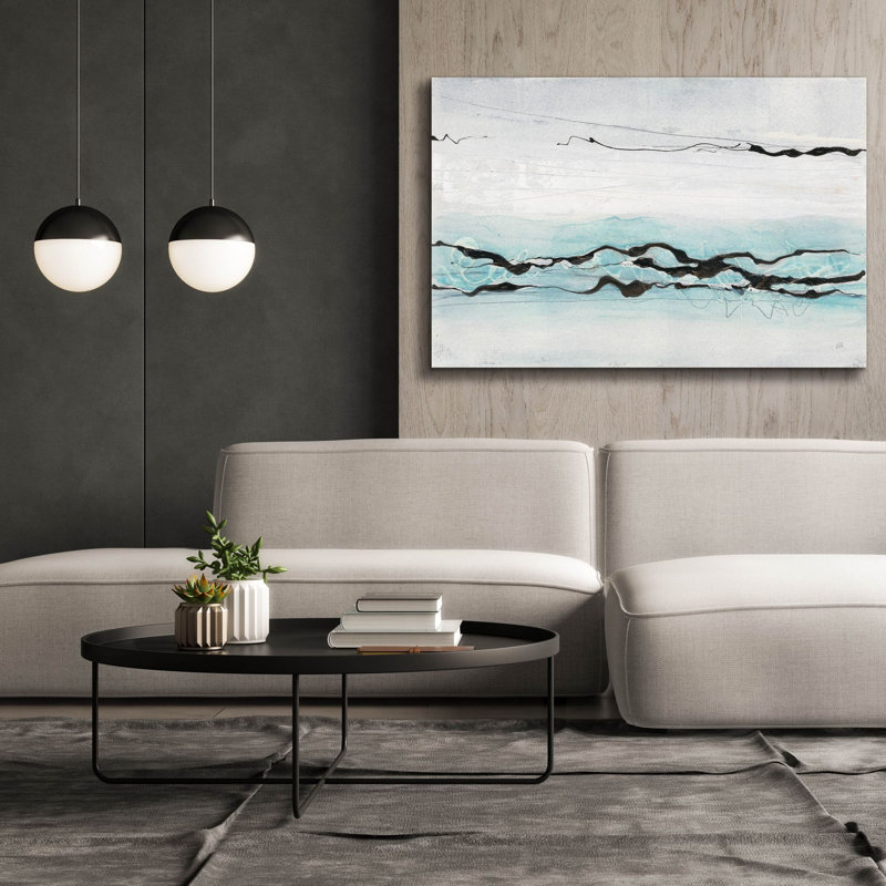«Textured Aquatic» par Chris Paschke, art mural sur toile, H 40 po x l 60 po x P 1,5 po