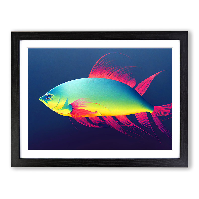 XH1022-5627X Lovely Fish - Single Picture Frame Print, Black, 34cm H x 46cm W x 2cm D