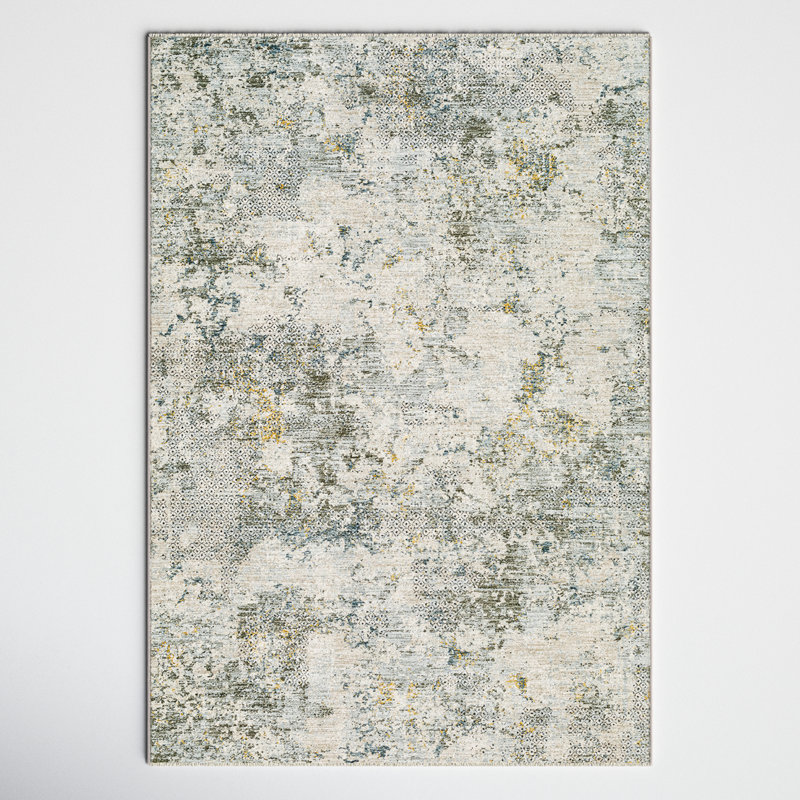 Chloe Abstract Dusty Sage Area Rug, Rectangle 6'7" x 9'6"
