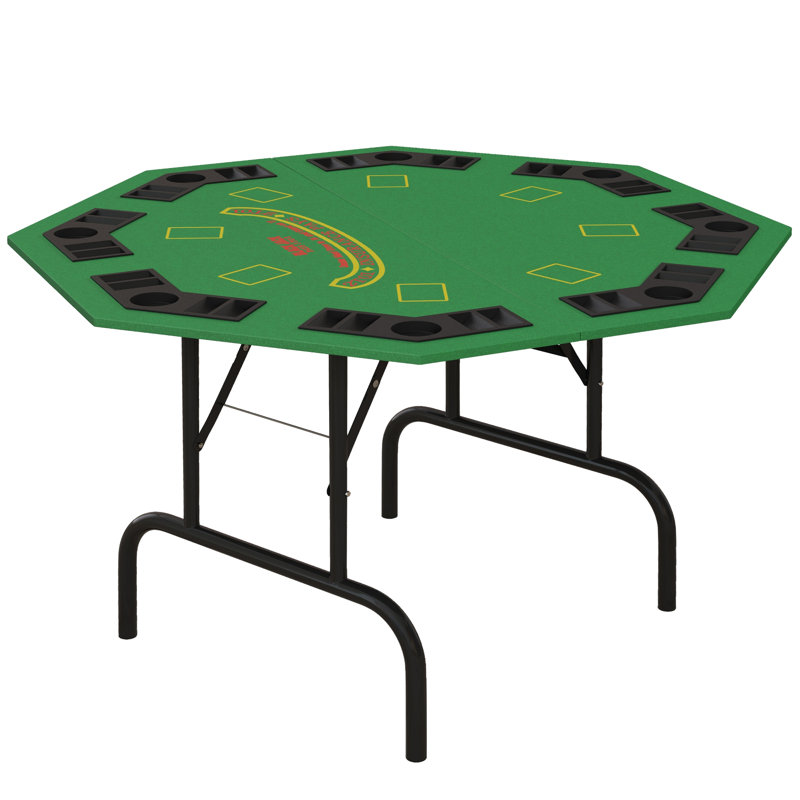 Table de poker 47 po pliable pour 8 joueurs - table de jeu de style casino avec porte-gobelets et plateaux à jetons