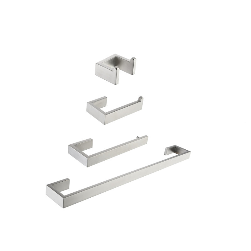 4 Stainless Steel Bathroom Decor Kit In Brushed Nickel. Long-Lasting And Scratch-. For Different Locations. Easy To Install , Maintains A New Appearance. Multiple Simple Installation Process