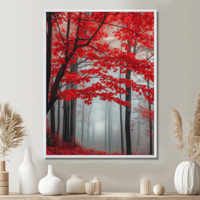 Art mural érable rouge, forêt d'érable rouge, toile forêt d'automne