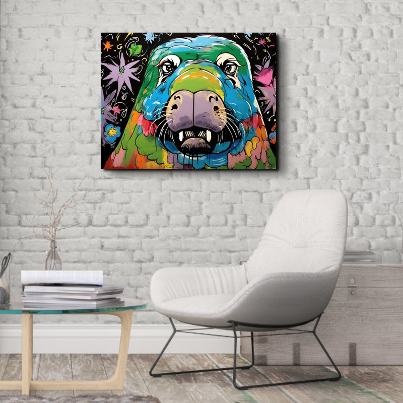 «Walrus Graffitianimals» sur toile, H 26 po x l 32 po