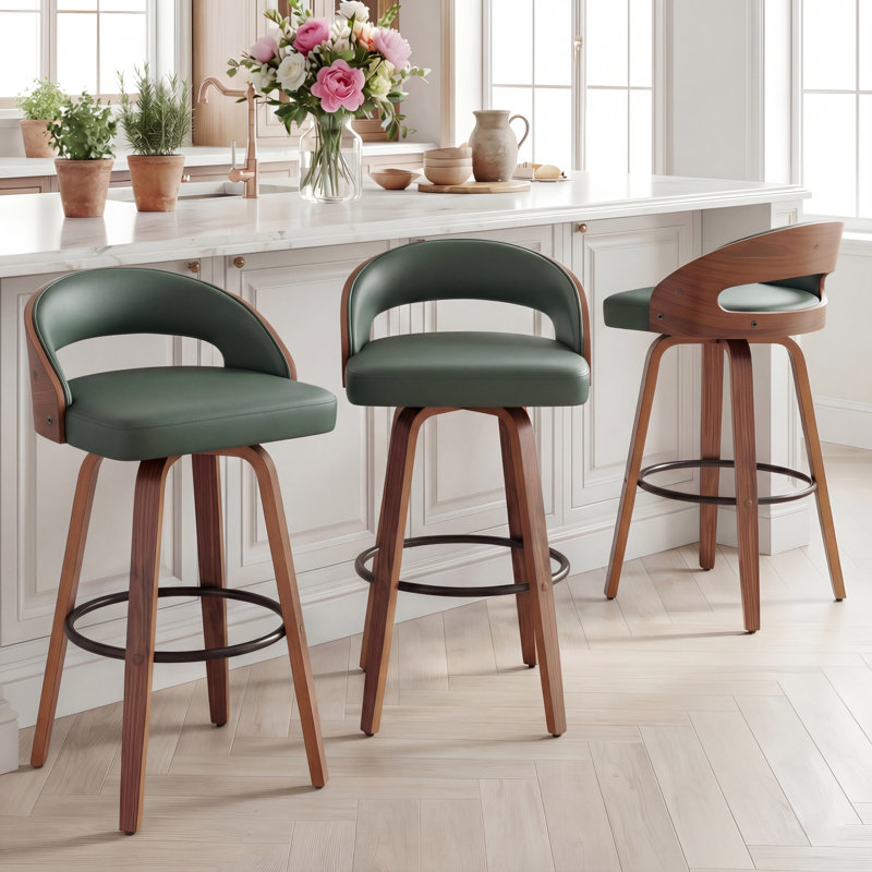 Ensemble de tabourets pivotants 3 pièces Carmavy, Vert, Tabouret de bar (siège d'une hauteur de 25 po)