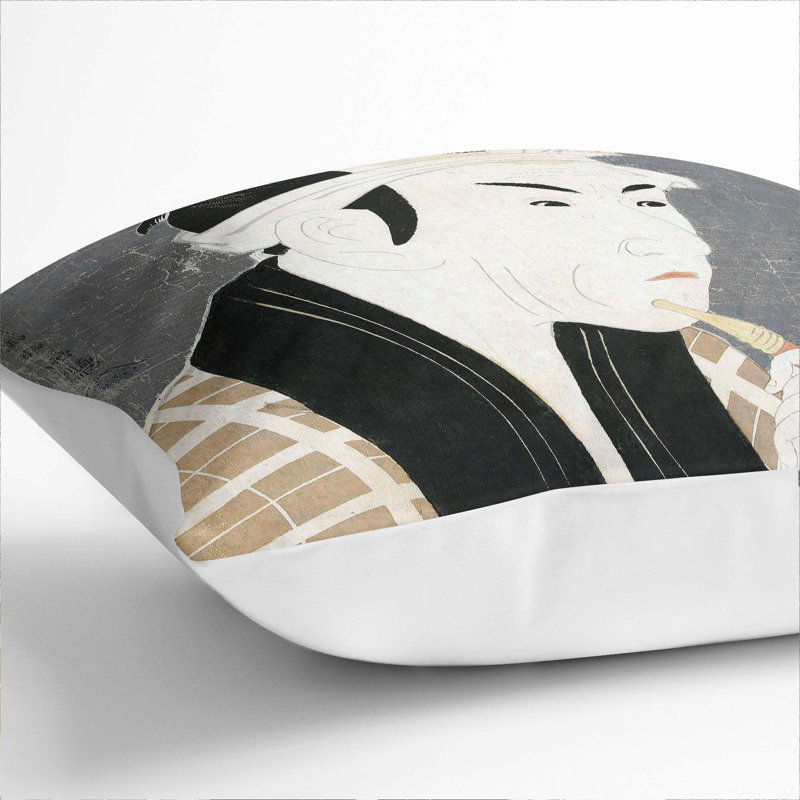 Matsumoto Koshiro by Sharaku Toshusai Cushion with Filling, 55cm H x 55cm W x 20cm D, White