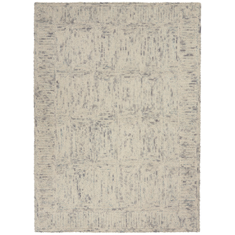 Tapis ivoire fait à la main Lonny Eclectic, Rectangle 5 pi 3 po x 7 pi 3 po