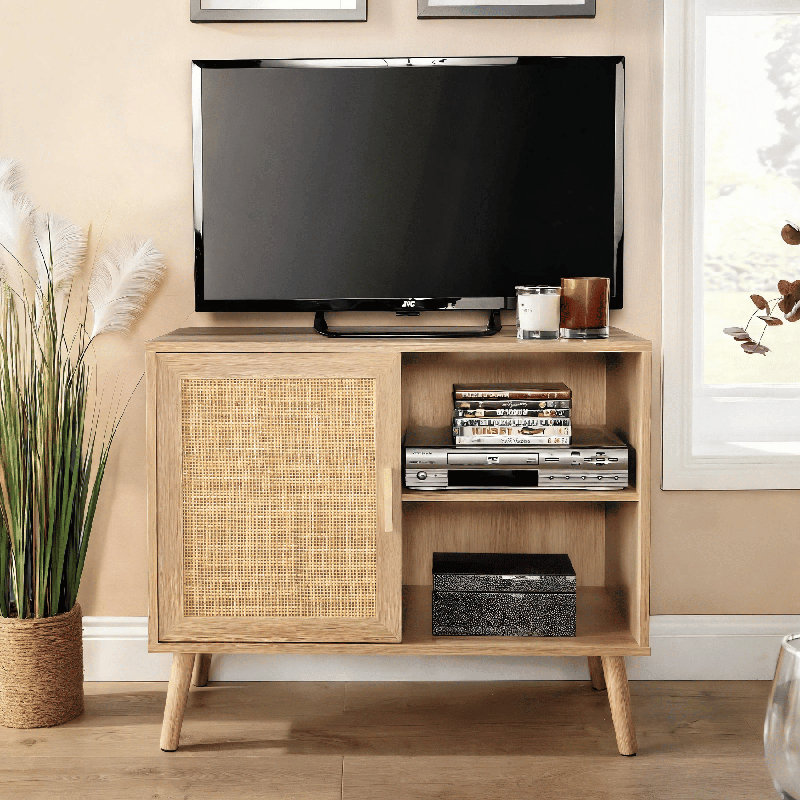Anelise 1 Rattan Door Open Shelving Sideboard Cabinet Storage Unit