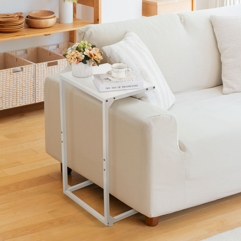 White C-Shaped Side Table