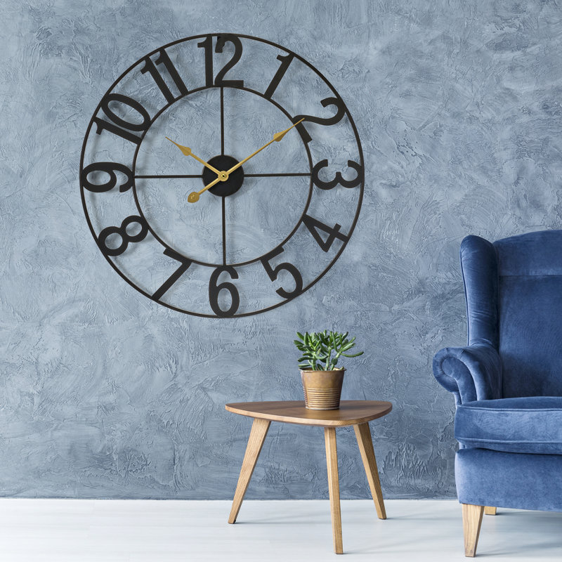 Large 16" wall clock, Très large, Noir, noir, noir, noir