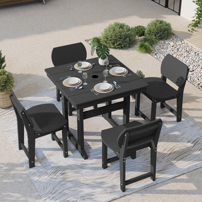 4 - Person 32.1"  Square Dining Set Outdoor Patio Chair and Table  All-weather for Small Space