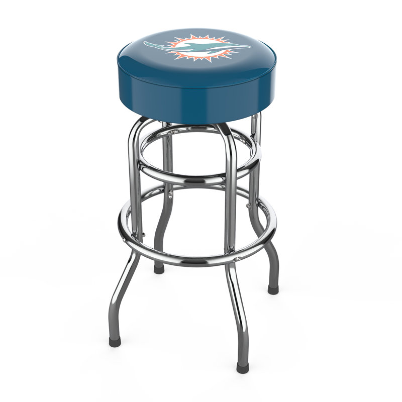 Commercial Grade Chrome Swivel Bar Stool with Vibrant Team Colors  , Miami Dolphins
