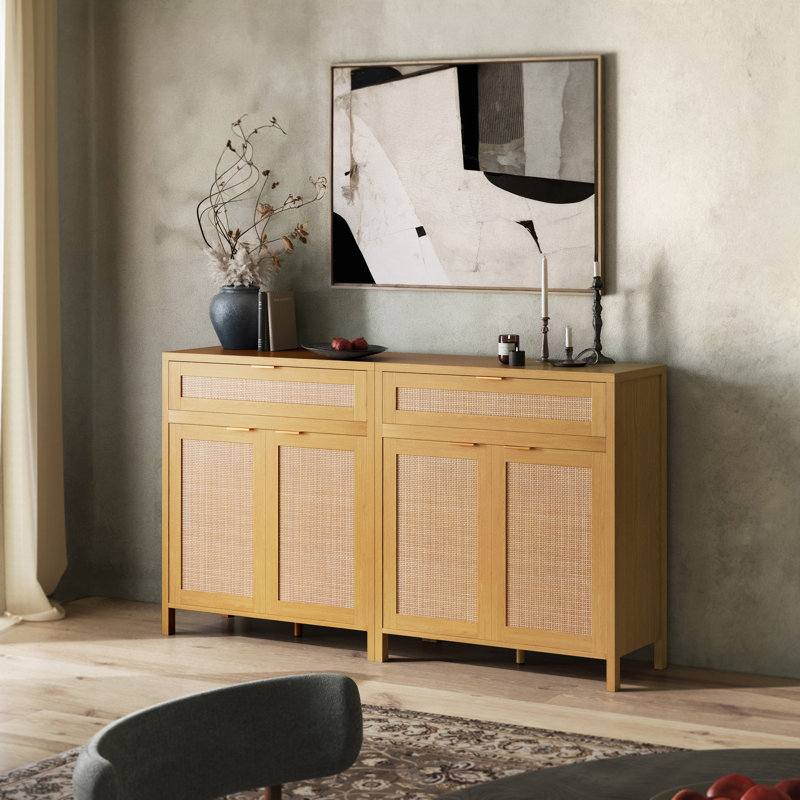 60'' Wide Sideboard With Drawer (Set Of 2), Yellow