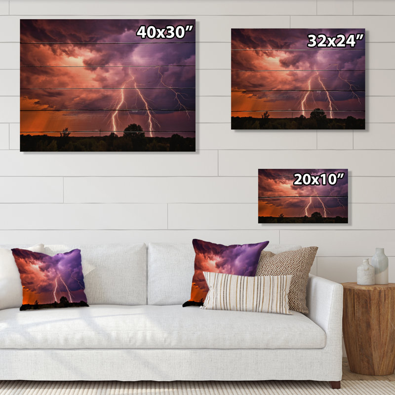 Dramatic Thunderstorms II sur impression sur bois, H 30 po x l 40 po x P 0,78 po