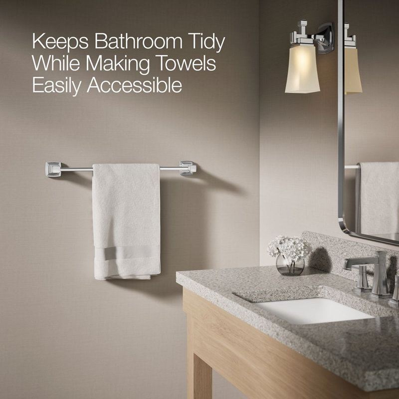 Riff Wall Mounted Towel Bar, Polished Chrome, 24"W