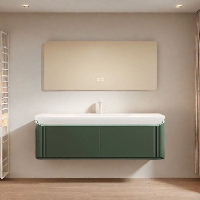 Light luxury minimalist bathroom cabinet, Vert olive, 19.6" H x 59" W x 21.6" D
