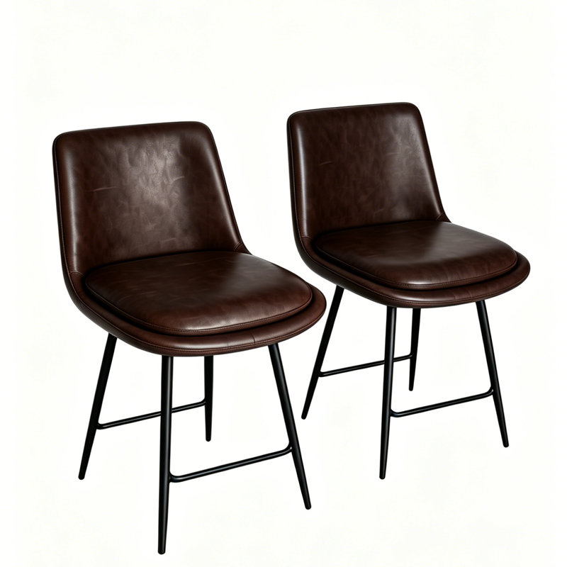 Tabouret de comptoir Janayshia, Noir mat, Ensemble de 3, Tabouret de comptoir (siège d'une hauteur de 26 p