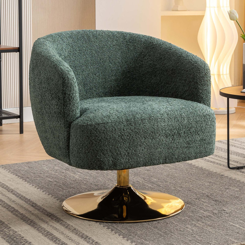 Fauteuil pivotant en chenille avec base ronde en métal