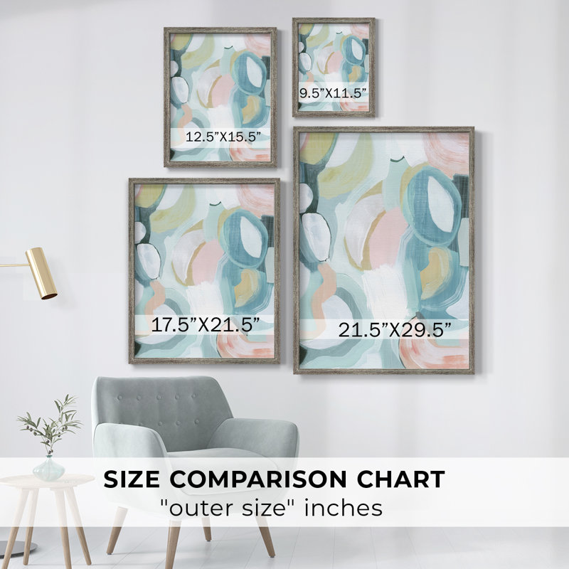 «Pastel Garden Abstraction II», reproduction encadrée - bois massif, H 15 po x l 12 po