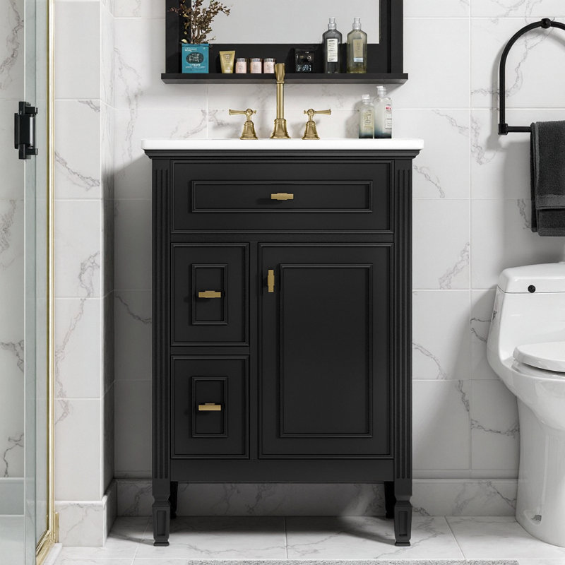 Meuble-lavabo 24 po noir avec tiroir, Noir
