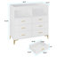 Commode pour chambre à coucher avec lumières DEL et prise de courant, commode pour table à langer avec 6 tiroirs, 2 tablettes de rangement ouvertes, commode avec table à langer et plateau à langer-1445062392
