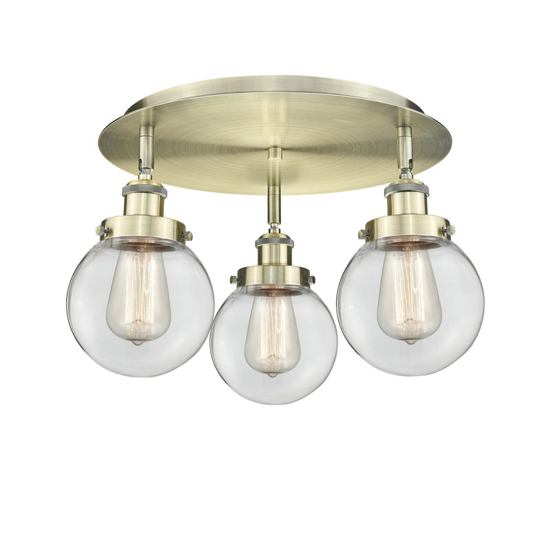 Plafonnier encastré Alfonsa, Laiton antique, Transparent