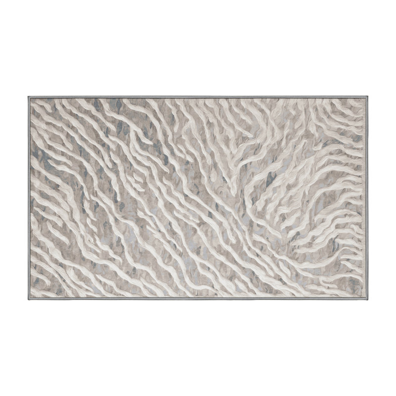 Tapis gris lavable à la machine, Rectangle 8 pi x 12 pi