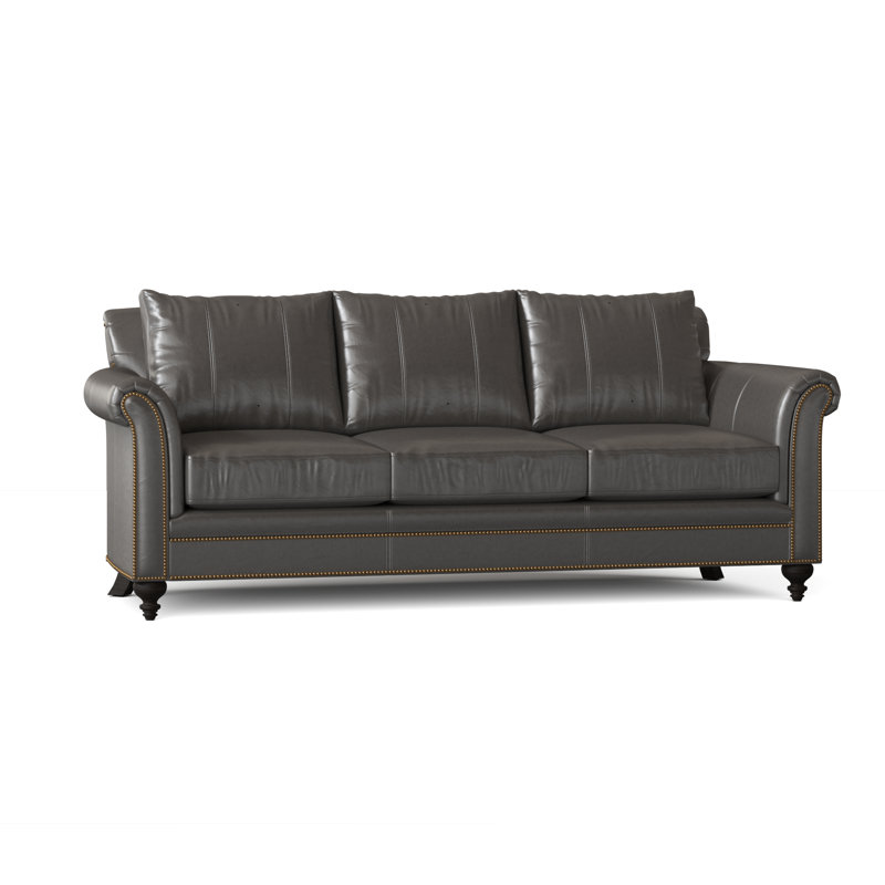 Richardson Sofa, Aline Fumo Genuine Leather, Mahogany, French Natural