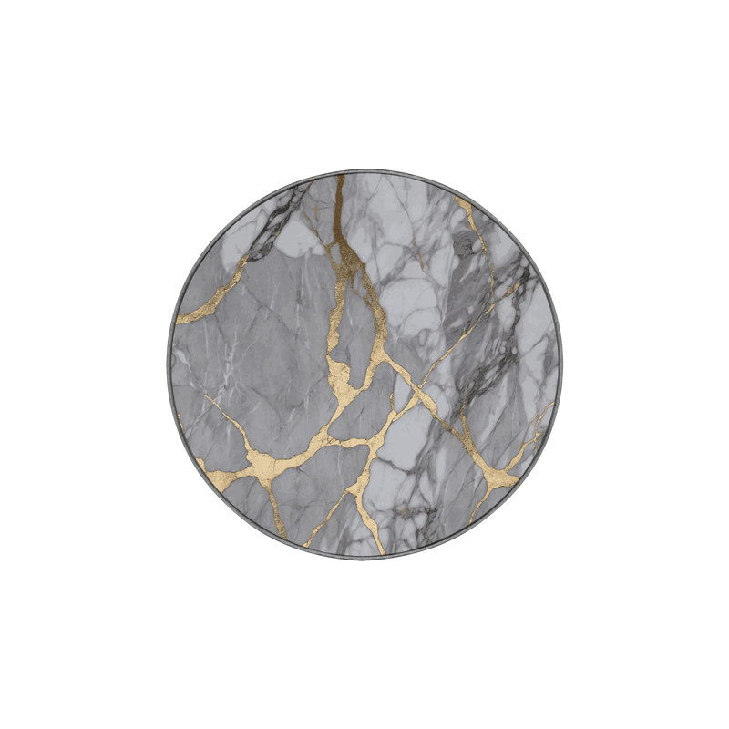 Machine Washable Gray Area Rug, Round 4'