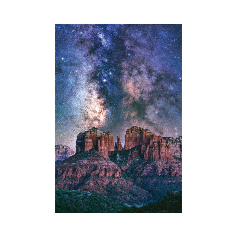 Arizona Nightscape - Milky Way Galaxy Over Cathedral Rock In Sedona by Daniel Forster - Gallery-Wrapped Canvas Giclée on Canvas