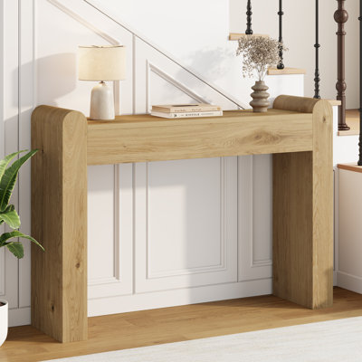 47-Inch Modern Minimalist Entryway Console Table With Soft Curved Edges, Rectangular Wood Sofa Table For Entryway, Living Room, Hallway Or Behind Sofa