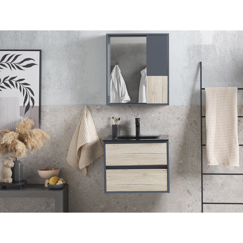 Abdul-Muizz 600mm Single Bathroom Vanity with Integrated Ceramic Basin, Grey