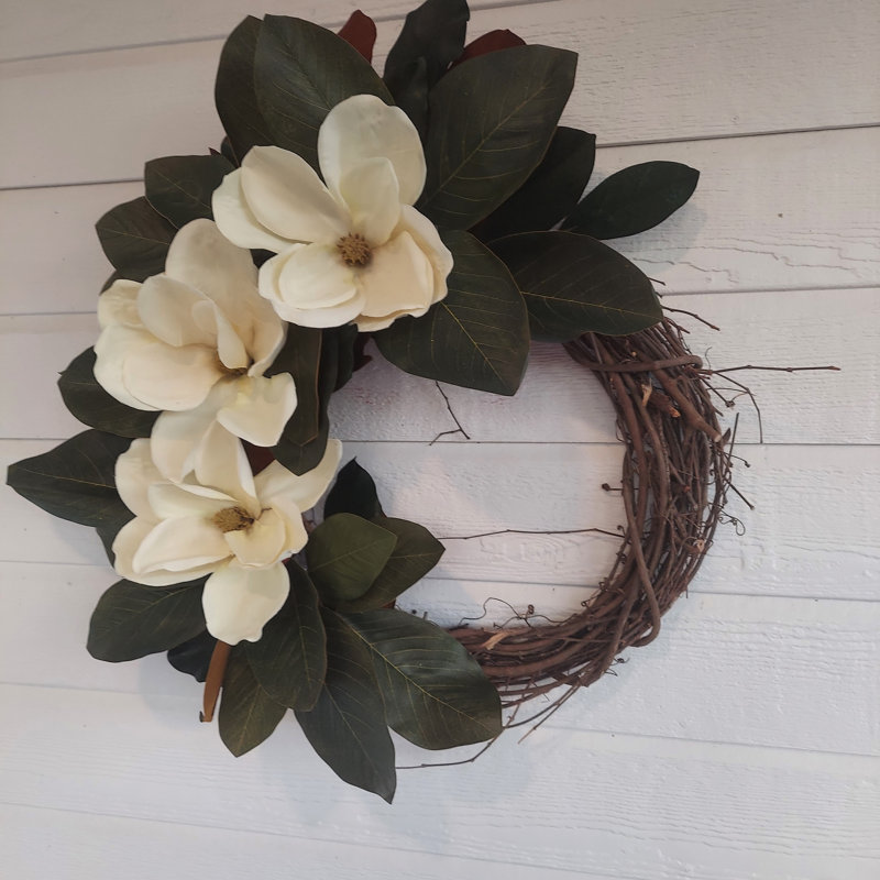 Handcrafted Faux Magnolia 24'' Wreath
