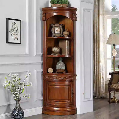 Cherry Wood Color Solid Wood Corner cabinet