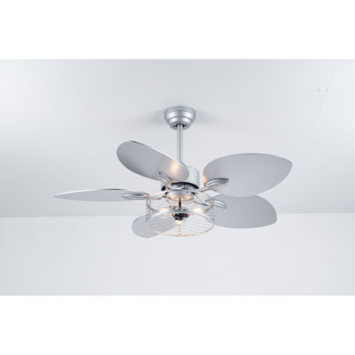 42" Ceiling Fan, Indoor  Ceiling Fan With Light with Remote Control, Noiseless Reversible Motor, 6 Speed ,3 for Patio Living Room, Bedroom, Office,Indoor--Sliver--NO Bulb Included