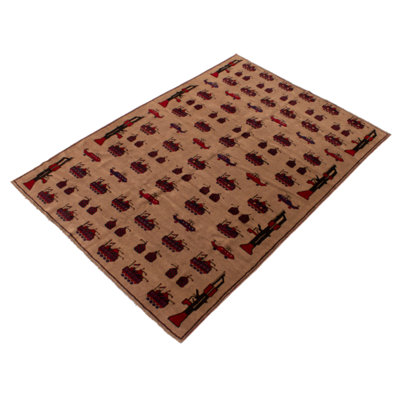 Tapis unique en laine noué à la main de style années 1990 de 6 pi 8 po x 9 pi 5 po brun / rouge Intyre