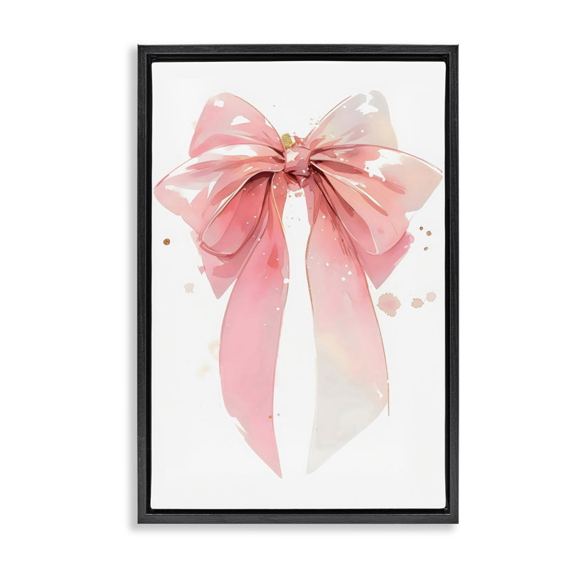 Modern Elegant Pink Bow Floating Frame, design by Creative Studio, Jet Black Floater Frame, 25" H x 17" W