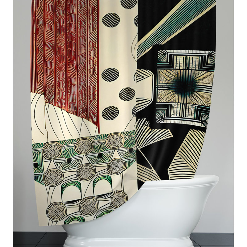 Rideau de douche à motif abstrait Claiborn, H 72 po x l 70 po