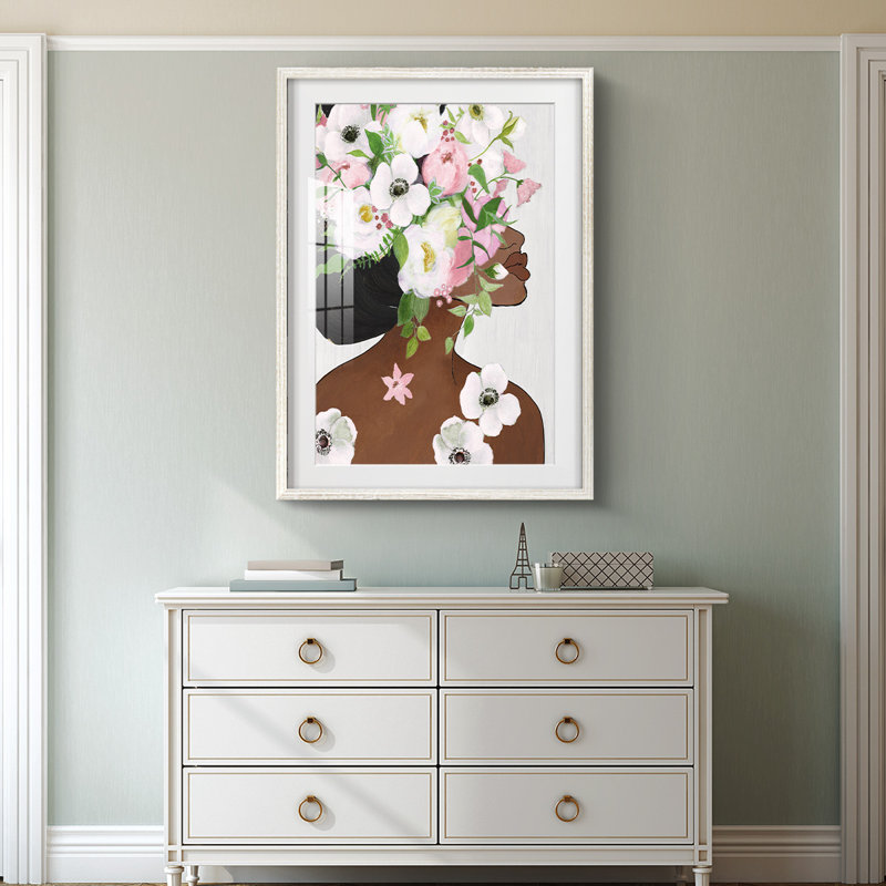 Motif floral - impression encadrée, H 28,5 po x l 20,5 po, Blanc