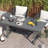 Rectangular HDPE Outdoor Dining Table With Umbrella Hole-1665785500