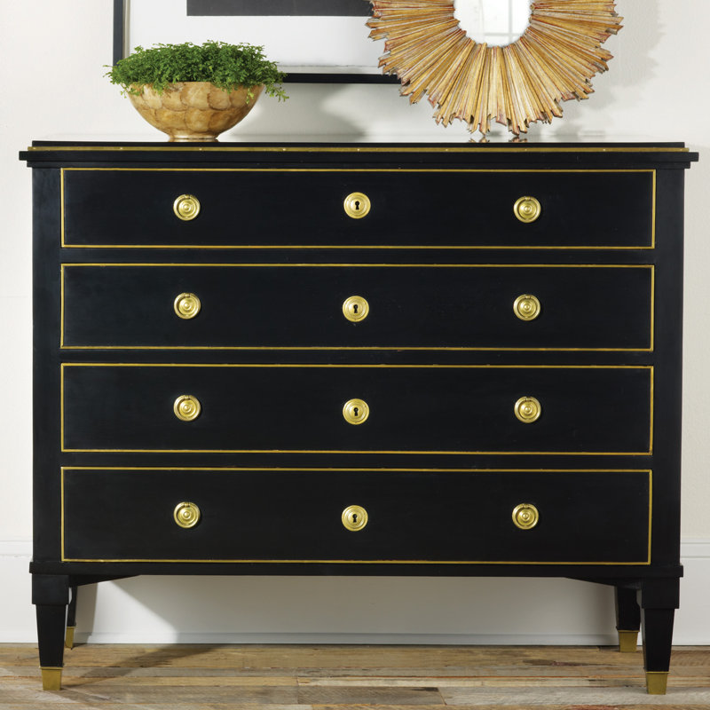 Commode décorative 4 tiroirs 19e siècle, Ébène