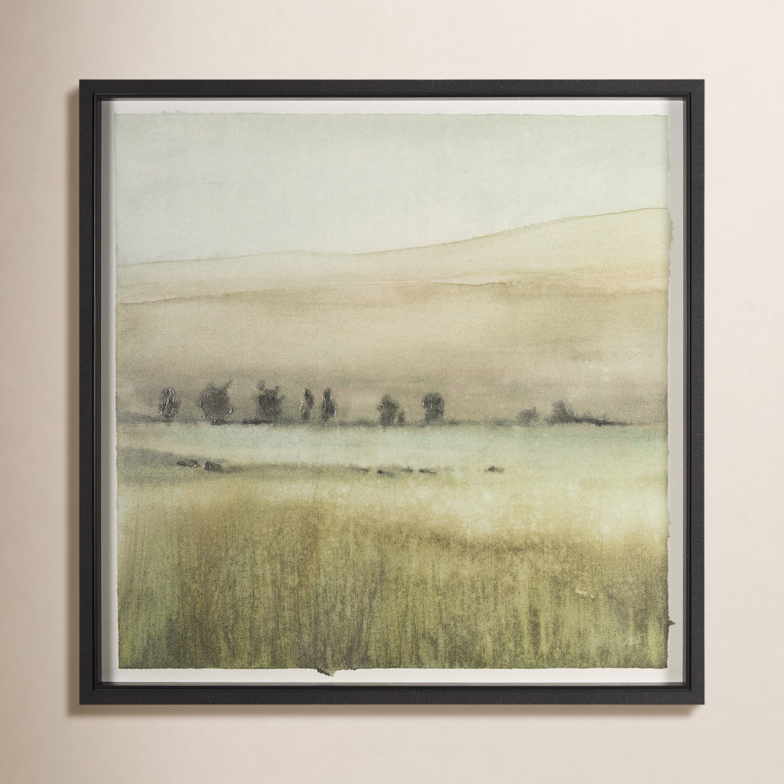 Rolling Fields I Hand-Embellished Print, Rolling Fields II, 41.5" H x 41.5" W x 1.6" D, Black