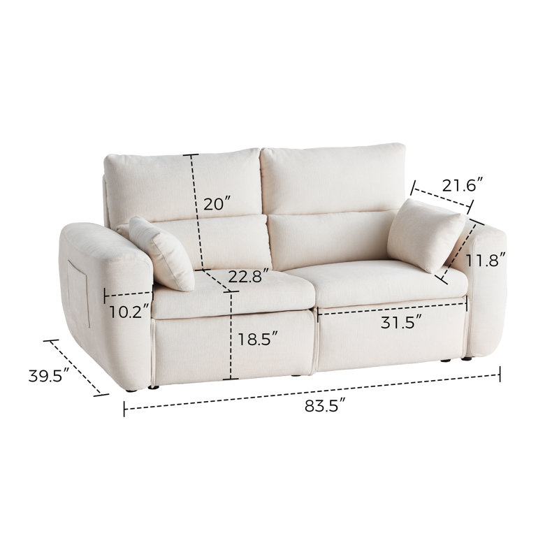 Canapé modulaire avec revêtement 83,5 po Itohan, Beige, 2