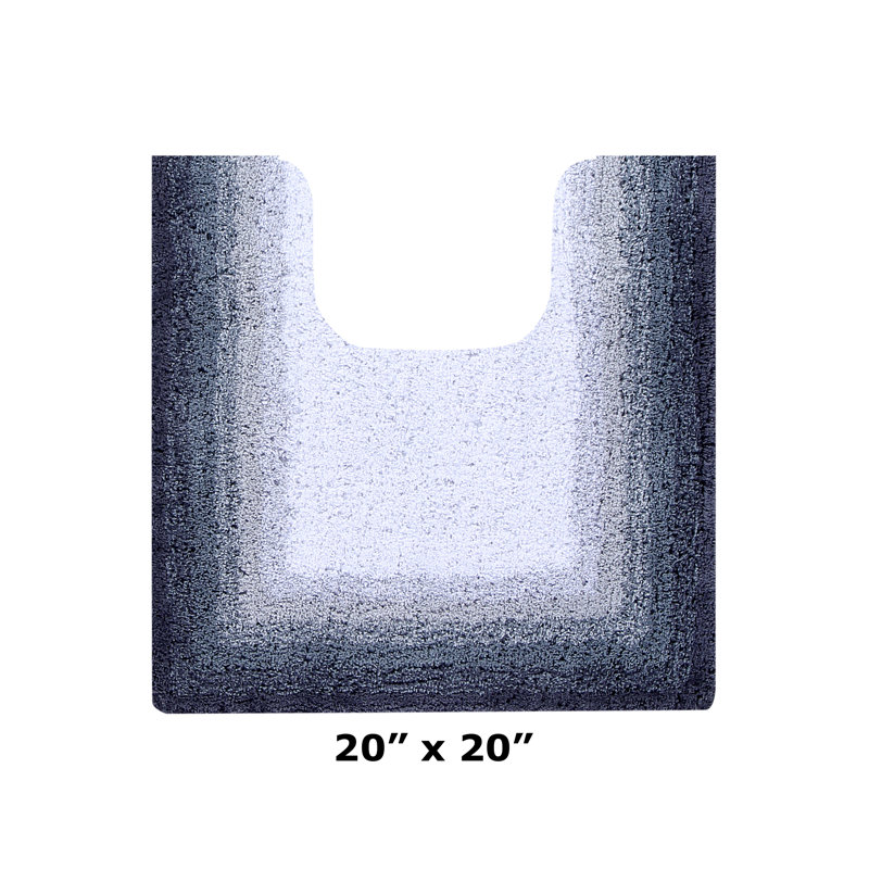 Orme 100% Cotton Tufted U-Shaped Contour Bath Rug with Non-Slip Backing, Machine Washable, Ultra Soft & Absorbent Toilet Mat for Bathroom, Fits Around Toilet Base, 20" x 20", Gray