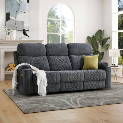 84.2'' Wide Modern And Overstuffed Soft Power Reclining Sofa With Cupholders And USB Port