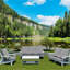 Mobilier d'extérieur White Hips avec grain de bois et coussin, jardin relaxant, blanc / gris, grain, vent