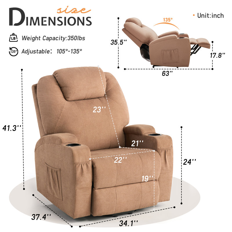 Mataio Upholstered Massage Chair, Brown